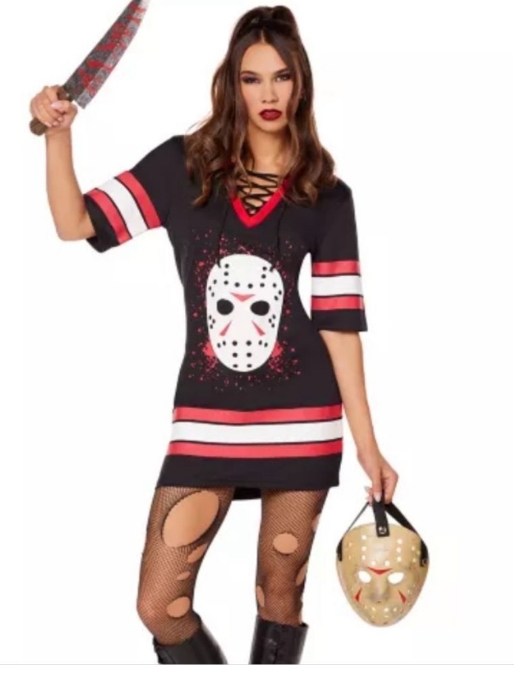 Friday The 13th  Jason Vorhees Lace-Up Dress Sz L Halloween Costume